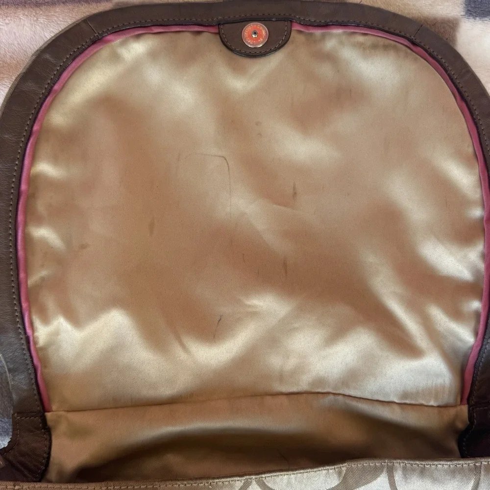 Coach 13641 Ali Y2K Khaki Signature Sateen Bronze Leather RARE Shoulder Hobo Bag
